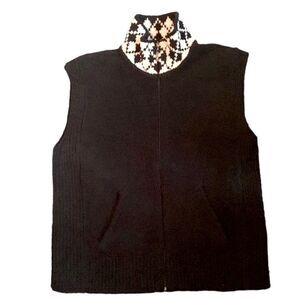 Kashwere Womens Zip Up Black Sleeveless Vest Large